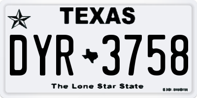 TX license plate DYR3758