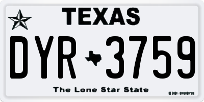 TX license plate DYR3759
