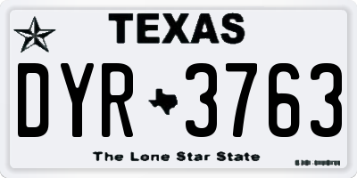 TX license plate DYR3763