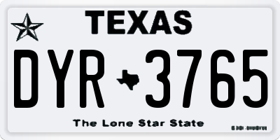 TX license plate DYR3765