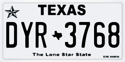 TX license plate DYR3768