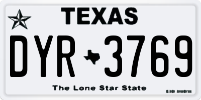 TX license plate DYR3769