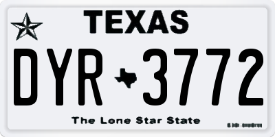 TX license plate DYR3772