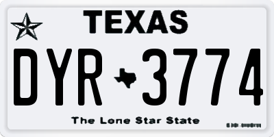 TX license plate DYR3774