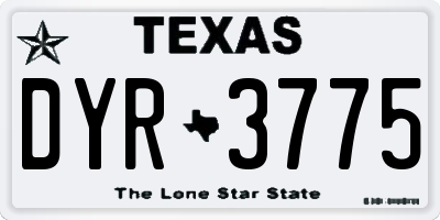 TX license plate DYR3775