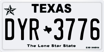 TX license plate DYR3776