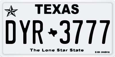 TX license plate DYR3777