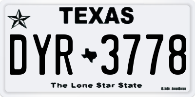 TX license plate DYR3778