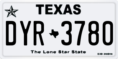 TX license plate DYR3780
