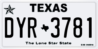 TX license plate DYR3781