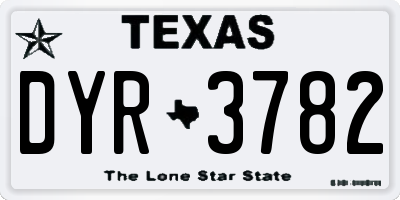 TX license plate DYR3782