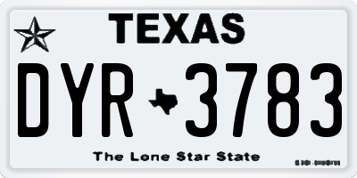 TX license plate DYR3783