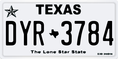 TX license plate DYR3784