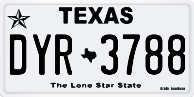 TX license plate DYR3788