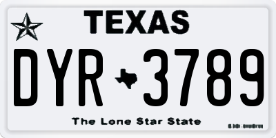 TX license plate DYR3789