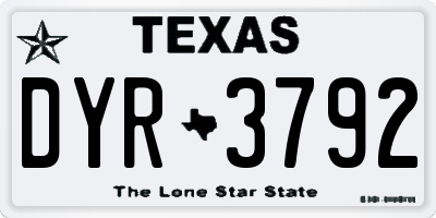TX license plate DYR3792