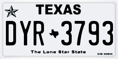 TX license plate DYR3793