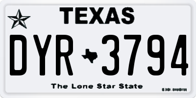 TX license plate DYR3794