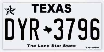 TX license plate DYR3796