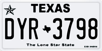TX license plate DYR3798