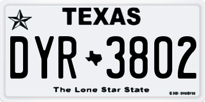 TX license plate DYR3802