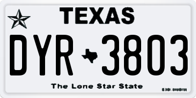 TX license plate DYR3803