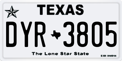 TX license plate DYR3805
