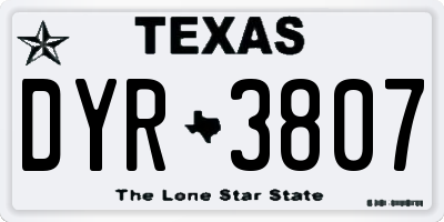 TX license plate DYR3807