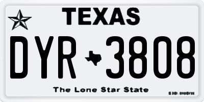 TX license plate DYR3808