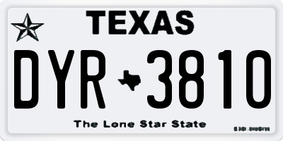 TX license plate DYR3810