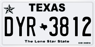 TX license plate DYR3812