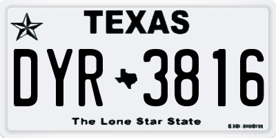TX license plate DYR3816