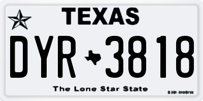 TX license plate DYR3818