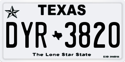 TX license plate DYR3820