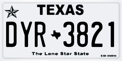TX license plate DYR3821