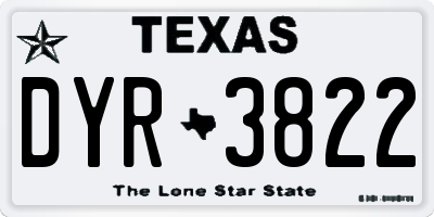 TX license plate DYR3822