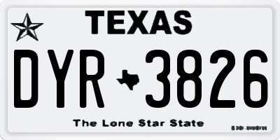 TX license plate DYR3826