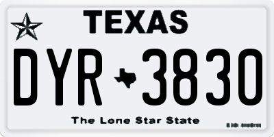 TX license plate DYR3830