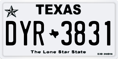 TX license plate DYR3831