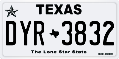 TX license plate DYR3832