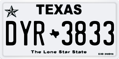 TX license plate DYR3833
