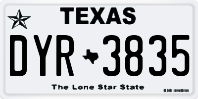 TX license plate DYR3835