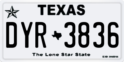 TX license plate DYR3836