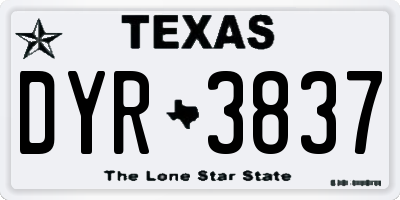TX license plate DYR3837