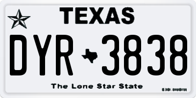 TX license plate DYR3838