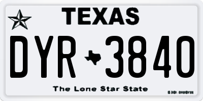 TX license plate DYR3840
