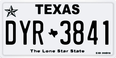 TX license plate DYR3841