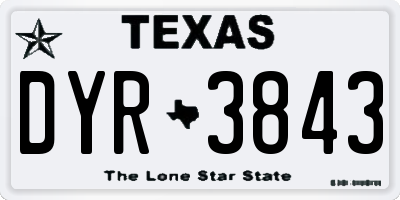 TX license plate DYR3843