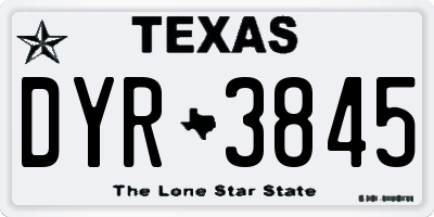 TX license plate DYR3845