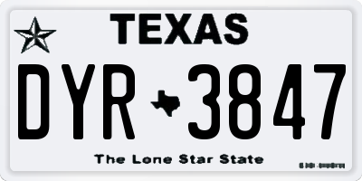 TX license plate DYR3847